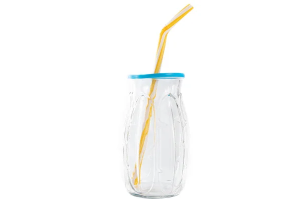 Glassware with a straw. Empty glass with a straw. — Stock Photo, Image