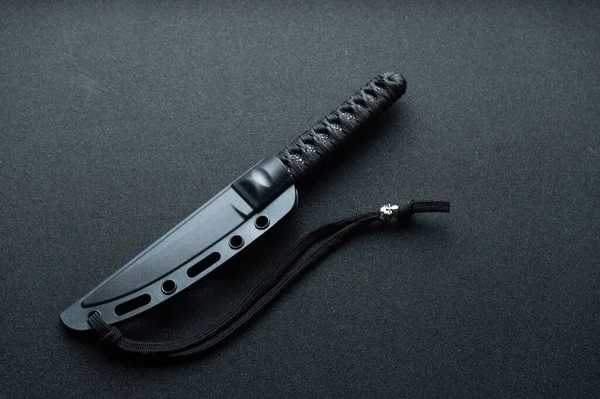 Knife Plastic Sheath Knife Handle Wrapped Paracord Top — Stock Photo, Image