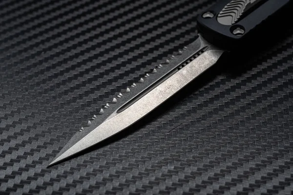 Knife Blade Close Double Sharpened Knife Knife Angle Edc — Stock Photo, Image