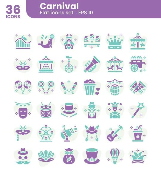 Carnival Icons Bundle Gradient Outline Icon Style Vector Illustration — Stock Vector