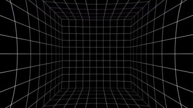 Abstract wireframe grid tunnel looping video. Motion graphic