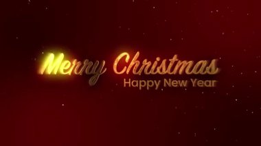 Merry Christmas and Happy New Year text animation with golden glow.