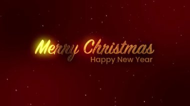 Merry Christmas and Happy New Year text animation with golden glow.