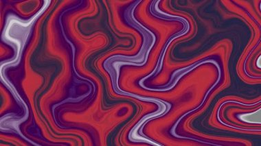 Motion graphic featuring a dynamic and fluid turbulent pattern in shades of red, purple, and white, creating an elegant liquid marble effect.