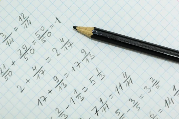 Math Problems Graph Paper Black Pencil — Stock Photo, Image