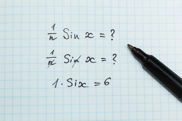 Verkeerde Oplossing Van Een Wiskundig Voorbeeld Math Problemen — Stockfoto