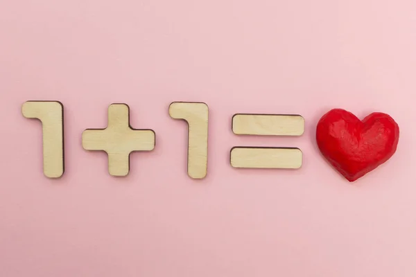 Matematik Kärlek Ett Ett Lika Med Hjärtat — Stockfoto