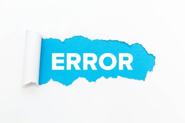 Beyaz kağıt mavi delik. Hata.