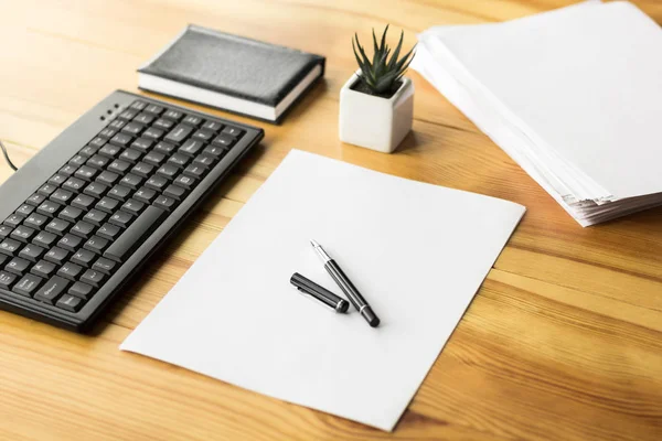 Kantoor Werkplek Houten Tafel — Stockfoto