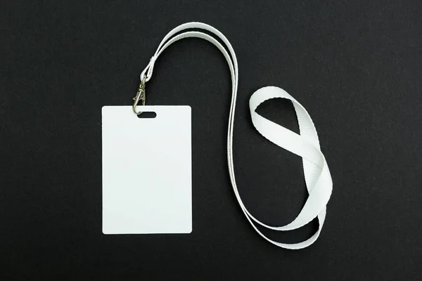 Schlüsselband Und Abzeichen Konferenzabzeichen Blanko Badge Vorlage Mit Weißem Riemen — Stockfoto