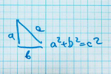 Pisagor teoremi. Bir üçgen desenli matematiksel bir örnek.