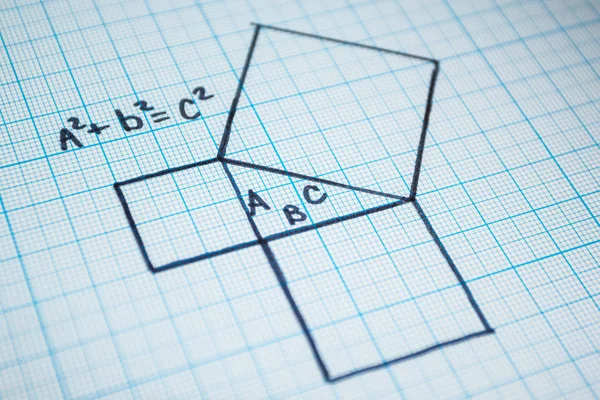 Stelling Van Pythagoras Een Wiskundig Voorbeeld Met Een Driehoek Patroon — Stockfoto