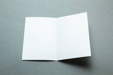 Kimlik tasarımı, Kurumsal Şablonlar, şirket tarzı, boş beyaz katlama kağıt afiş gri arka plan üzerinde.