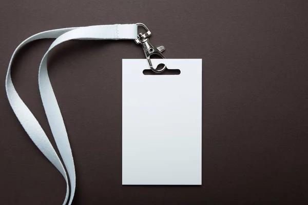 Empty blank badge identification card with white neckband isolat — Stock Photo, Image