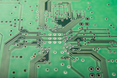 Yeşil devre kartı. Teknik bilim arka plan.