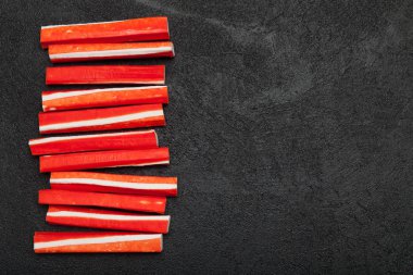 Yapay asya yengeç eti. Surimi sopa meze. Metin için alan kopyalama.