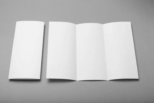 Tri fold brochure blank mockup. Booklet background. — Stock Photo, Image