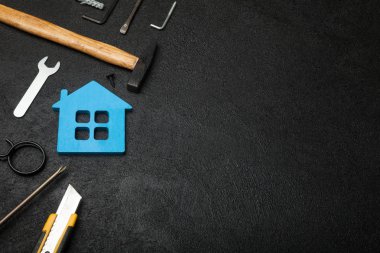 Onarım ev servis konsepti, ev inşaatı. Metin için alan kopyalama.