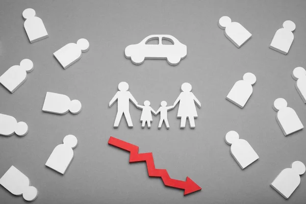Car sales, automobile cost down concept. Family auto.