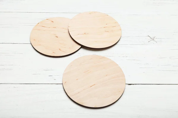 Round beer coaster blank for design, empty pad, plate.