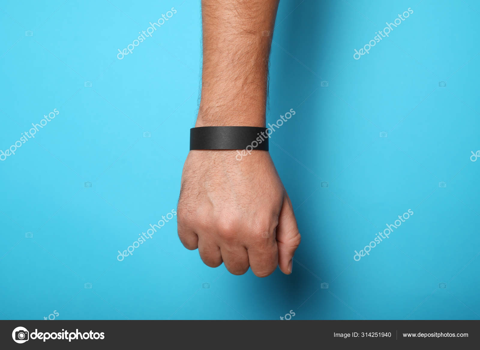 Download Black Blank Bracelet On Hand Music Festival Branding Wristband Stock Photo Image By C Liimit 314251940