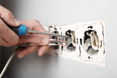 Duvarda hasar var, evde tehlikeli elektrik var..