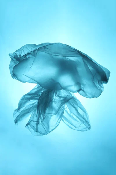 Sea and ocean life from waste. Plastic bag in the form of a jellyfish. Pollution of the planet.