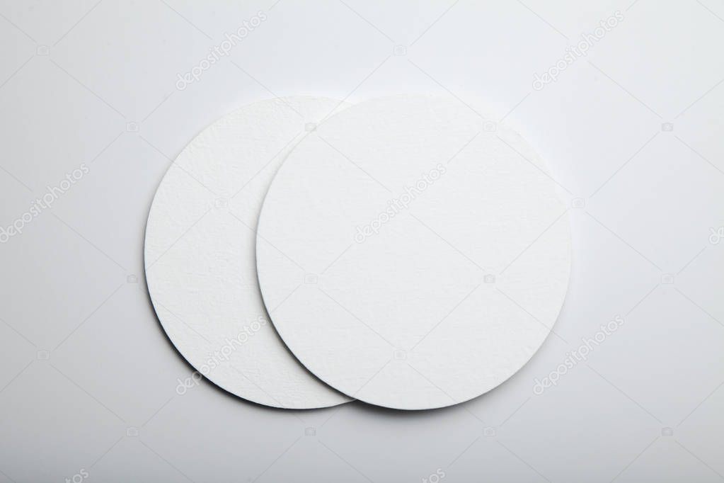Empty white bear coaster mockup.
