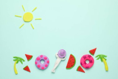 LILO, karpuz ve palmiye ağaçlarıyla yaz tatili konsepti. Tropikal gevşeme zevki.