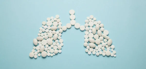 Polmoni Umani Sani Pillole Trattamento Dell Asma Tosse — Foto Stock