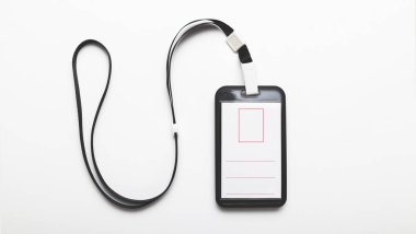 İş etiketi (kimlik kartı). İpte plastik kart boş. Şirket erişim şablonu.