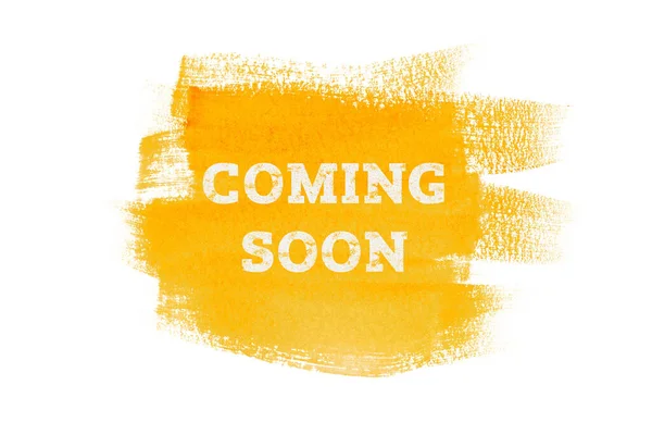 Az sonra sarı arka planda, beyazda izole edilmiş. Reklam pankartı konsepti.