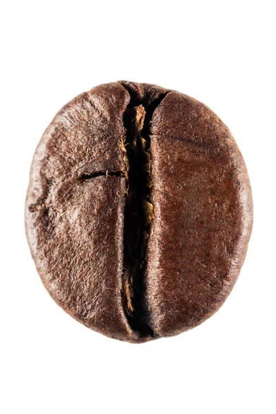 Bruine Gebrande Koffieboon Geïsoleerd Witte Achtergrond Super Macro Enorme Definitie — Stockfoto