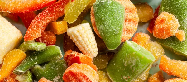 Wielokolorowe Mrożone Warzywa Letni Zestaw Witamin Zdrowa Żywność Zimie — Zdjęcie stockowe