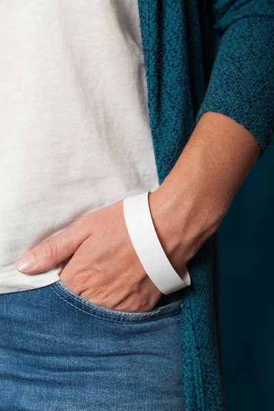 Download Event Bracelet Blank White Paper Concert Ticket Mockup Wristband Activity Accessory Branding Wristlet With Sticker Carpus Bangle Stock Photo 313689090