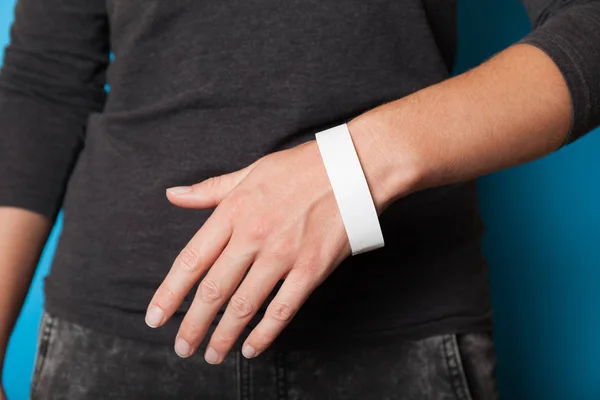 Download Paper Wristband Mockup Event Bracelet On Hand Empty Ticket Wrist Band Design Treatment Arm Stock Photo 313689214
