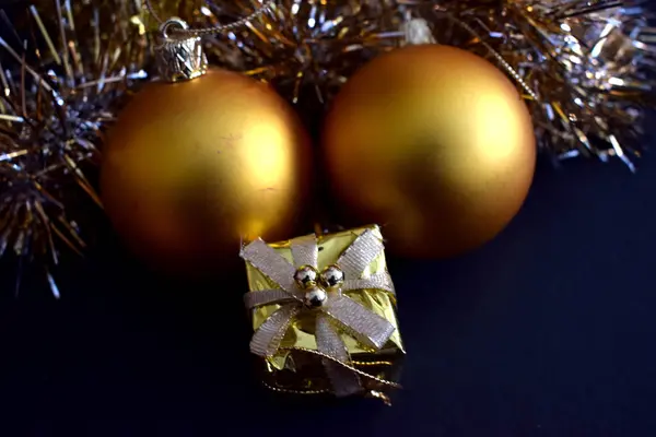 Ornamentação Decoração Dourada Natal — Fotografia de Stock