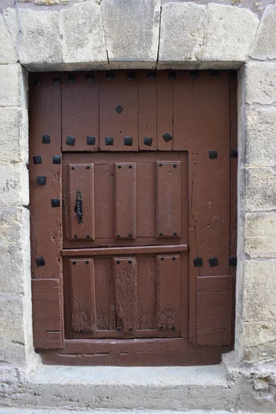 Porta Madeira Velha Casas Aldeia — Fotografia de Stock