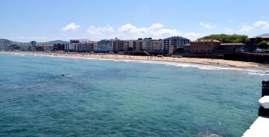 Zarautz beach Panoramik, İspanya.