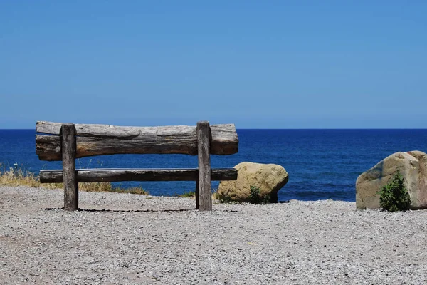 Banco Madera Con Vistas Mar — Foto de Stock