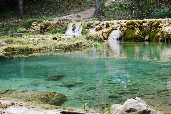 Mészkő Hegy Erdővel Elöl — Stock Fotó