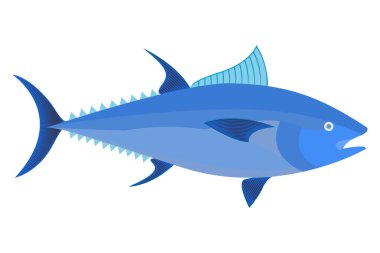 Beyaz arka planda büyük mavi ton balığı.