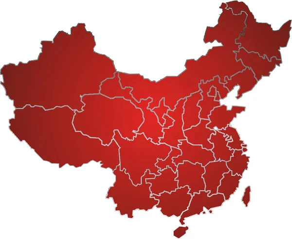 中国国旗红色地图 — 图库矢量图片