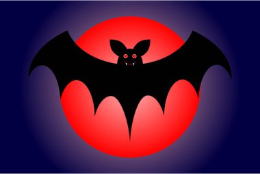 Siyah bir yarasa ve kanlı bir ay ile Cadılar Bayramı posteri.