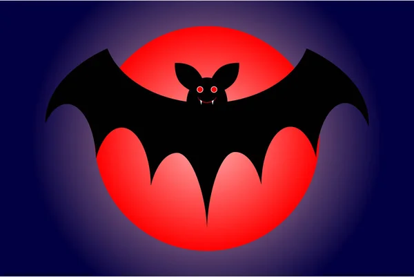 Halloween Poster Met Een Zwarte Vleermuis Een Bloed Maan — Stockvector