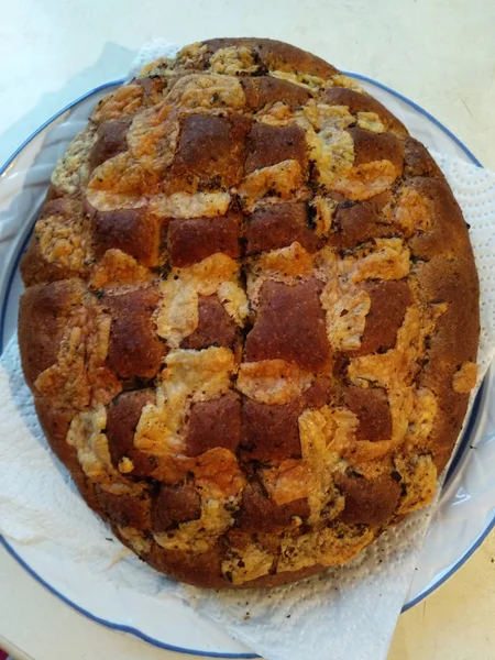 Zelfgemaakte Kaas Spons Cake Een Bord — Stockfoto