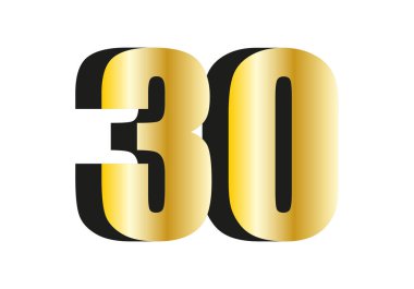 Beyaz arka planda altın sayı 30