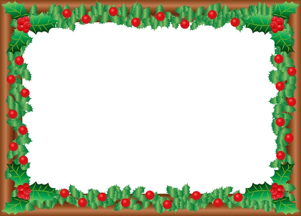 Çam ve holly Çerçeve Noel topları ile bırakır.