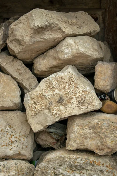 Janela Casa Velha Emparedada Com Pedras — Fotografia de Stock
