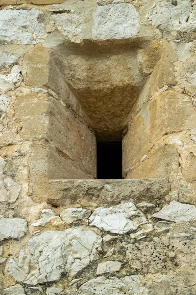 Vecchia Finestra Casa Villaggio Muro Pietra — Foto Stock